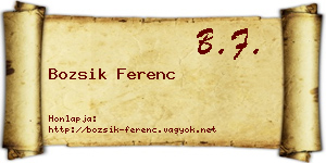 Bozsik Ferenc névjegykártya