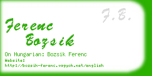 ferenc bozsik business card